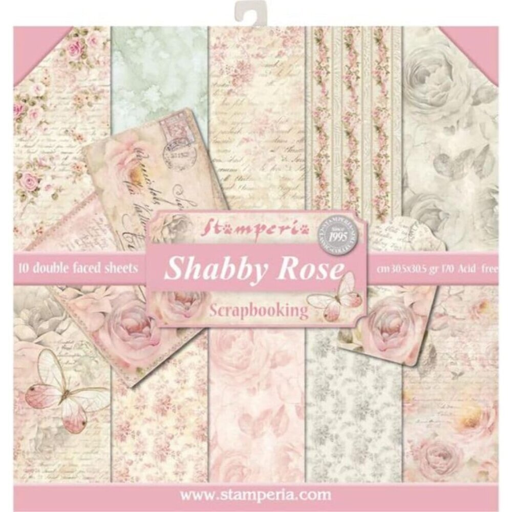 Double-Sided Paper Pad 12"x12" 10/pkg-Shabby Rose, 10 Designs/1 Each